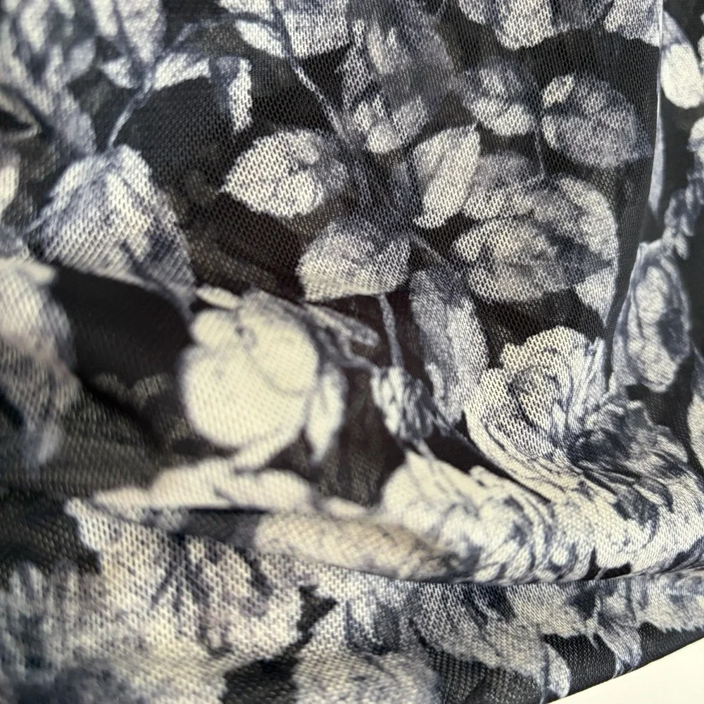 NWT Cinq a' Sept Photo Real Shirred Mesh Turtleneck in Slate Blouse Top Large - Picture 3 of 15